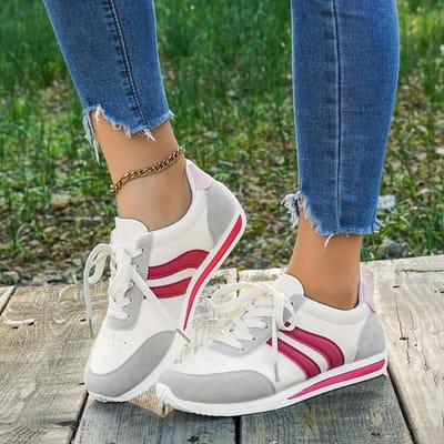 Baskets Blanches Décontractées pour Femmes avec Accents Bleus - Chaussures de Course à Lacets Respirantes et Confortables, Chaussures de Fitness et de Voyage Basses, Semelle en Caoutchouc Souple 43 brown
