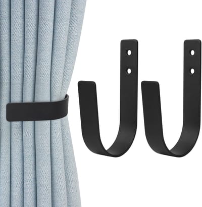 Unyqoos® Set van twee U-vormige metalen gordijnhouders voor diverse ruimtes