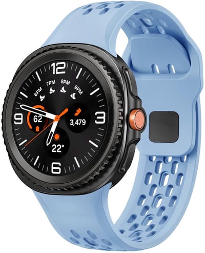 Siliconen bandje - geschikt voor Samsung Galaxy Watch 8 (40mm) / Galaxy Watch 8 (44mm) / Galaxy Watch 8 Classic - gaatjes met druksluiting - blauw