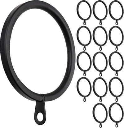 Gordijnringen Set - Met Oogjes - Venster Decoratie - Extra Dik Staal - 65 Cm Binnenmaat - Zwart