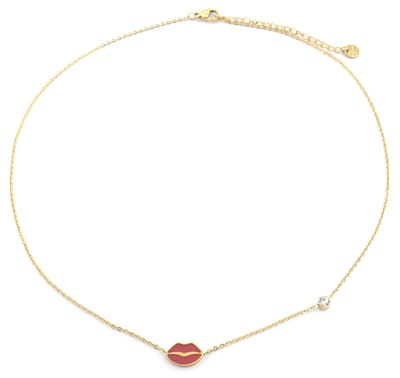 Ketting voor Kinderen - Lippen - RVS - Lengte 35-41 cm - Goudkleurig