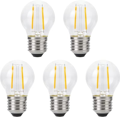 SPL E27 LED Lamp 2W Dimbaar - CRI 93 - Extra Warm Wit - LED Filament G45 - Vervangt 15W - 5 Stuks
