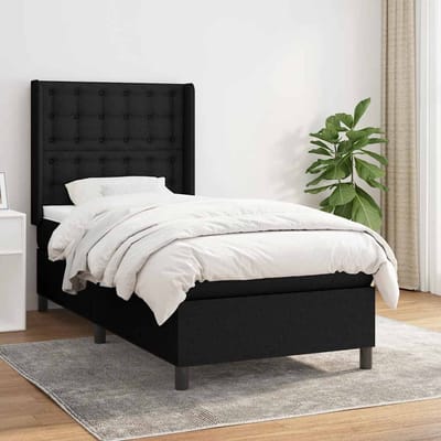 vidaXL - Boxspring - met - matras - stof - zwart - 100x200 - cm