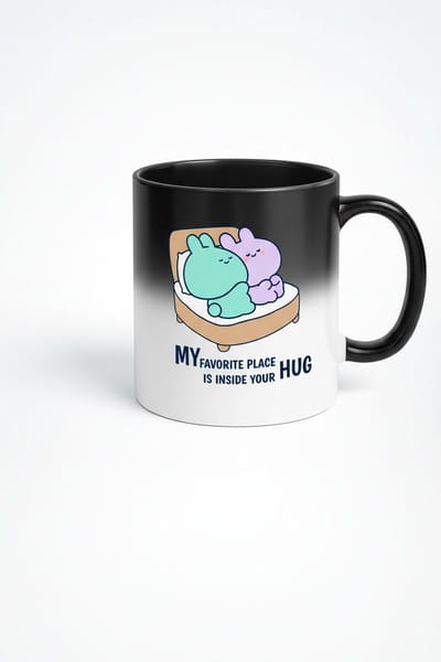 Magische Mok Lieve Knuffel Konijntjes - "My Favorite Place Is Inside Your Hug" - Thermo Liefdesmok Cadeau