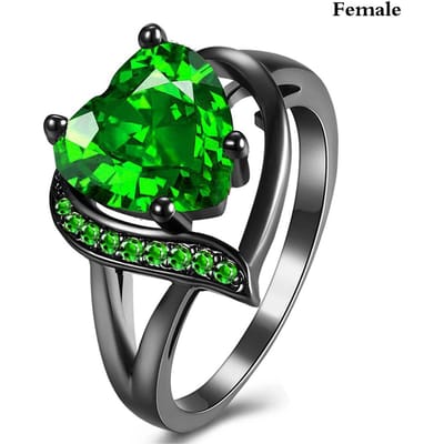 Mode Partnerringen Romantische Dames Hart Groene Strass Zirkoon Ring Heren Roestvrij Staal Abalone Schelp Ring Trouwsieraden 10 green
