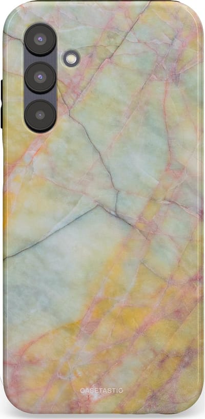 Casetastic hoesje geschikt voor Samsung Galaxy A25 - Dubbellaagse bescherming - Zomer Marmer - Fashion Case - Mintgroen Geel