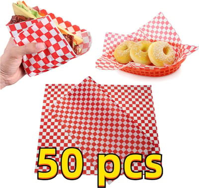 Rainbecom - 28 x 34 cm - 50 Stuks - Hamburger Vetvrij Papier - Duurzaam - Vocht en Vetbestendig - Papieren voor Sandwiches, Hamburgers, Snacks