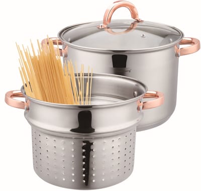 Klausberg 7739 - Kookpan met pasta inzetpan - 2 delig - 24 cm - 7.5 liter - rvs - alle warmtebronnen