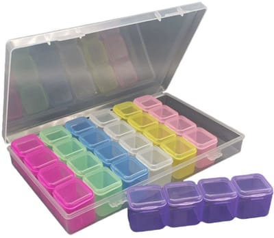 Fako Bijoux - Diamond Painting Opbergbox Met 28 Bakjes - Diamond Painting Opbergdoos - Storage Box - Sorteerdoos - 28 Vaks - Gekleurd