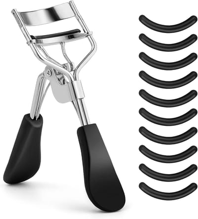 Professionele Wimperkruller met 10 Extra Siliconen Vervangpads voor Vrouwelijke Gebruikers, Geen Knelling of Trekking, Geschikt voor Gebogen Wimpers en Alle Oogvormen
