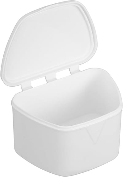 Tandprothese Bewaarbox - Kunstgebit Houder - Hygiënisch Opbergen - Compact Duurzaam Plastic - 9.4 x 7.3 cm - Wit