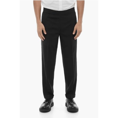 Pantaloni REM Slim Fit a Vita Bassa con Elastico in Vita in zwart