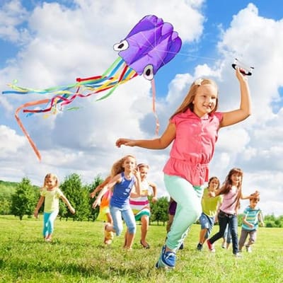 Grote vlieger voor kinderen en volwassenen - kleurrijke octopus vlieger met vliegerkoord