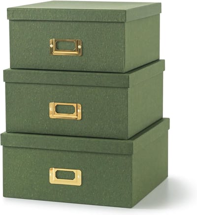 Opbergdozen Groen - Stapeldozen Karton - Opbergen Organiseren - Set van 3 - 284 cm - Groen