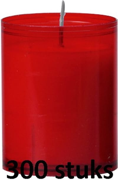 300 stuks refill kaarsen in rood transparante houders 64/51 (24 uur)