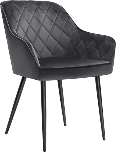 MAZAZU - Eetkamerstoelen - Set van 6 - Metalen Poten - Fluwelen bekleding - Grijs - 62.5x60x85
