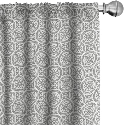 ABAKUHAUS Geometrische Voorhang – 2x75x225 cm – Microvezel Grijs/Wit