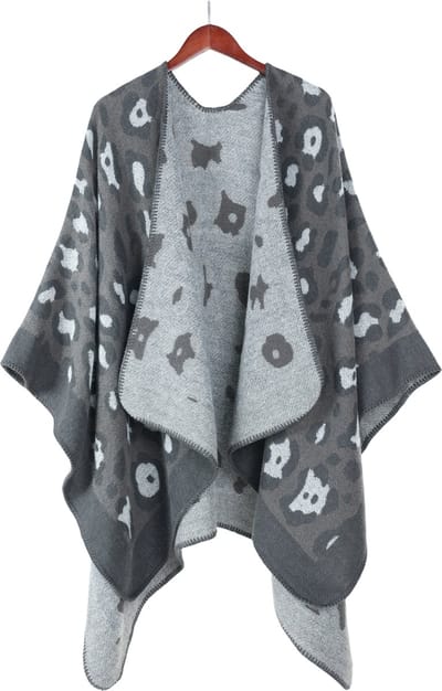 Emilie scarves - poncho - cape - panterprint - grijs - omslagdoek