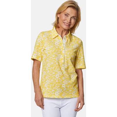 Gedessineerd piqué-poloshirt - geel / wit - Gr. 54 van Goldner Fashion