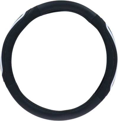 Dunlop Stuurhoes Auto 38CM - Geschikt voor Stuurwielen 37-39CM - Comfortabele Grip - Anti-Slip - Auto Decoratie - Kunstleer - Zwart/Wit