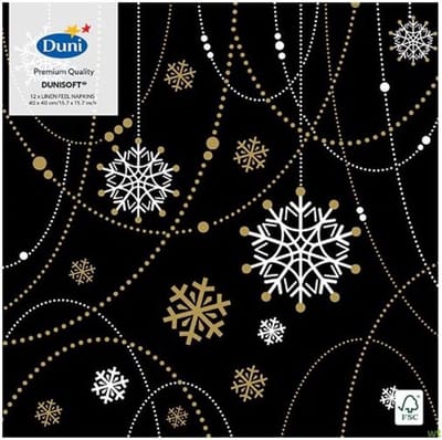 Servet 40x40cm Dunisoft Snowflake Necklace Black 6x60 stuks