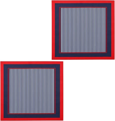 Nautical Vierkante 50x50 cm Gestreepte Sailor Neckerchief in Rood, Blauw en Wit - Lichtgewicht Sjaal voor Kostuumaccessoires, Themafeesten en Unisex Gebruik