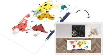 Keukenloper - Loper keuken - Wereldkaart Kinderen - Dieren - Kleurrijk - 120x50 cm - Keukenloper vinyl