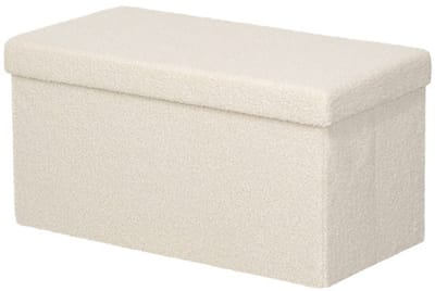 Bank 76 x 38 x 38 cm Beige MDF Constructie Zittingbank Bedbank Bankje Schoenenbank met Opbergruimte Vouwontwerp Geschikt voor Slaapkamer, Woonkamer, Gang