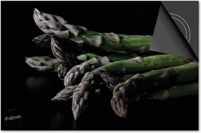 Inductie beschermer 60x60 - afdekplaat inductie mat - Dietrix Kookplaat beschermer - Exclusief - Groente en Fruit - Asperges op zwart