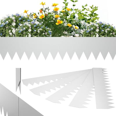 Gazonrand Metaal - Bloembed Omranding - Tuin Afbakenen - Verzinkt Staal - 100 x 20 cm - Zilver