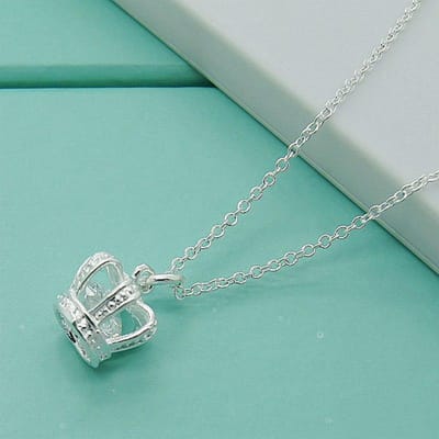 925 Sterling Zilver Uniek Ontwerp Koningin Kroon Hanger Kettingen voor Vrouwen Charm Sieraden blue