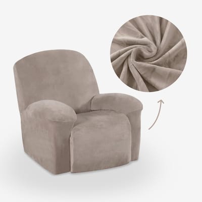 BankhoesDiscounter Velvet Recliner Fauteuil Hoes – Relaxzetel – M1 (60-95cm) – Champagne – Relax Sofa Hoes – Bank Beschermer – Zetel hoes