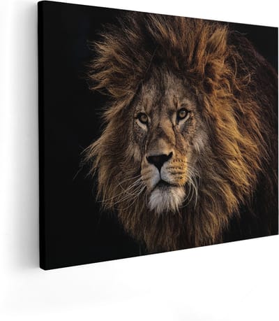 Artaza Canvas Schilderij Leeuwenkop - 50x40 cm - Wanddecoratie Dieren - Muurdecoratie Woonkamer - Kamer Accessoires