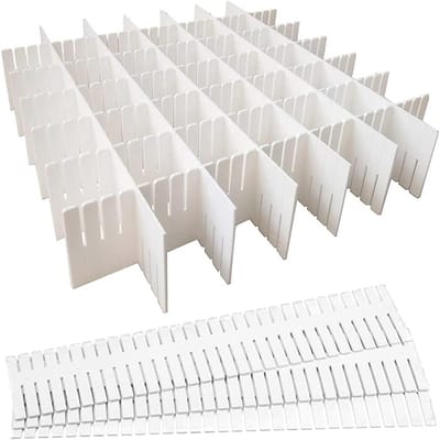 Allecto Premium - Laden scheidingswanden voor witte lade-organizer (8 stuks) - verstelbaar - ideaal voor kantoor, badkamer, keuken of slaapkamer