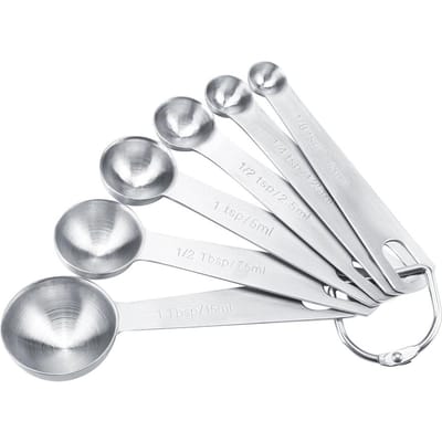 6 stuks/set roestvrijstalen maatlepels en -bekers voor koffie, kruiden, keukenkookgerei white