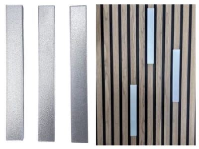 Akoestisch wandpaneel decostrip - Akupanel decoratie - akoestische panelen accessoires - akoestische wanddecoratie - lattenwand - decoratiestrip 24.5 cm - set van 3 Zilverkleurig