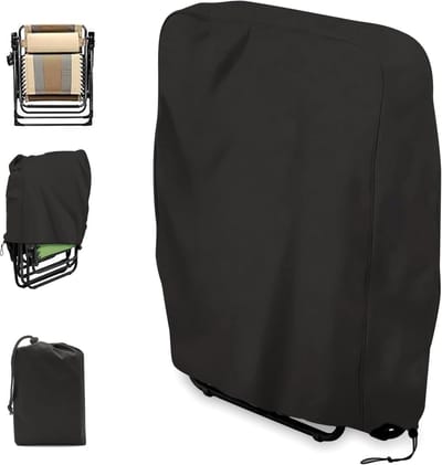 Stoelhoes - Meubelbeschermer - Opvouwbare stoelhoes voor buiten - 71*20/34*110cm - Tuinmeubelstoelhoes - 420D Oxford-stof - Waterdicht en UV-bestendig - Buitentuin - Gazon, strandstoel, terrasmeubelhoes - Zwart