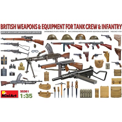 MiniArt Modelbouwpakket Militaire voertuigen - 35361 British Weapons - Equipment for Tank Crew - Infantry Plastic - 1:35 - Modelbouw
