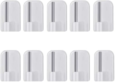 Dailygoods- Kleefhaken 10 Stuks - Zelfklevend - Kunststof - Voor Gordijnen/Handdoeken - Eenvoudige Montage - Sterke Hechting - Plakhaken