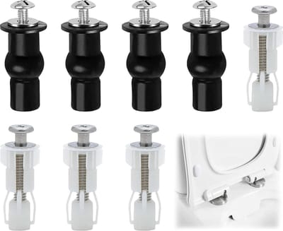 Toiletbrilscharnieren - 8 Stuks - RVS - Universele Scharnieren Voor Toiletbril - Toiletbriluitbreidingsschroeven - Universele Toiletbrilschroeven En Bouten - Toilet Accessoires - Bevestigingsset Toiletbrilinstallatie - Stevig - Wc Bril Onderdelen