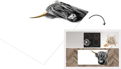 Keukenloper - Loper keuken - Schotse hooglander - Zwart - Goud - 120x60 cm - Keukenloper vinyl