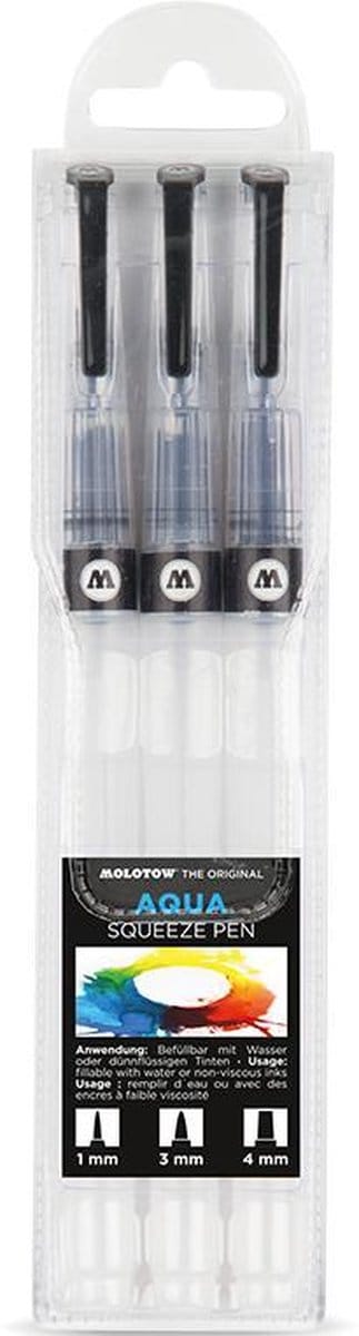 Molotow Aqua Squeeze Pen Basic-Set 1 - 1, 3 & 4 mm aqua squeeze penselen set