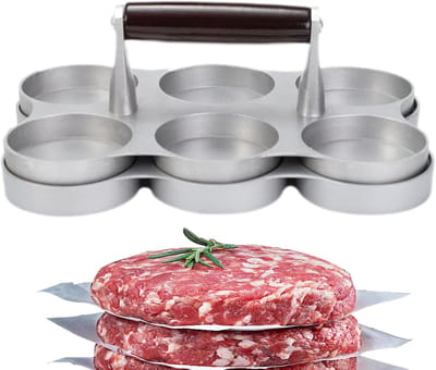 Vlees Patty Maker - Hamburger Pers - Perfecte Burgers Maken - 6 Kleine Roosters - 22.3x14.8x8.5cm