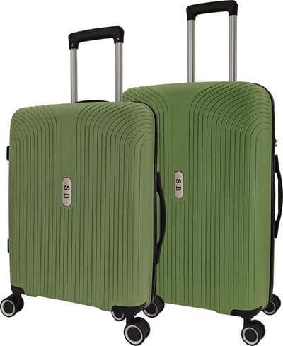 SB Travelbags 2 delige bagage kofferset 4 dubbele wielen trolley - Groen - 65cm/55cm - TSA slot