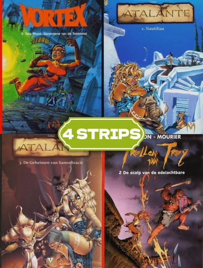 4 verschillende Stripboeken - Humor Avontuur Strippakket - Stripboek Nederlands Vakantieboek Tijdschrift - Suske en Wiske / Kuifje / Asterix en Obelix / Blake en Mortimer / Lucky Luke / Blauwbloezen / Roodbaard / Rode Ridder / Robbedoes - Comic Book