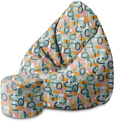 DreamRoots Velvet Zitzak voor Volwassenen – Luxe Beanbag met Voetsteun en Afneembare Hoes – Inclusief Vulling – 80x80x120 cm - Abstract Cut On