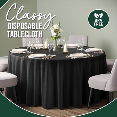 Plastic Tafelkleden - Ronde Doeken - Feestelijke Decoratie - Elegant Ontwerp - 304 cm Rond - Zwart