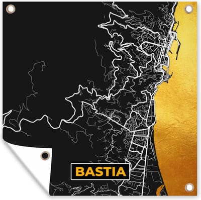 Tuin poster Stadskaart - Frankrijk - Plattegrond - Kaart - Bastia - 200x200 cm - Tuindoek