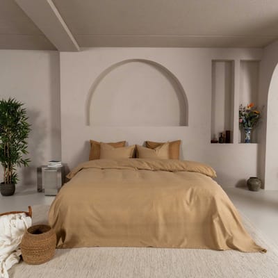 Kayori Kiso Dekbedovertrek Tencel - 140x200-220 + 1 sloop - Eenpersoons - Zacht, Verkoelend & Antibacterieel - Goud