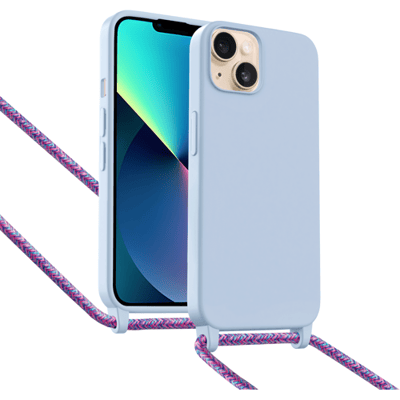 ShieldCase Hoesje met telefoonkoord (paars) geschikt voor iPhone 13 - Telefoonhoesje met koord - Beschermende case - Slanke cover